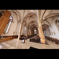 Rheine, St. Dionysius, Seitlicher Blick vom Chorraum an der Orgel vorbei zur Westwand