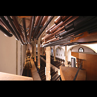 Rheine, St. Dionysius, Blick vom Positiv unter den Chamaden in die Kirche