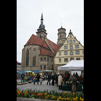 Stuttgart, Stiftskirche, Ansicht vom Schillerplatz aus