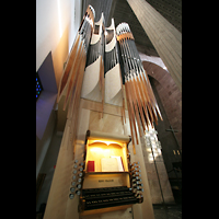 Karlsruhe, Stadtkirche, Chororgel mit Spieltisch