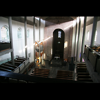 Karlsruhe, Stadtkirche, Blick von der Orgelempore in die Kirche