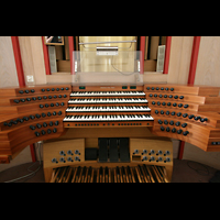 Wrzburg, Augustinerkirche, Spieltisch an der Hauptorgel