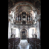 Wrzburg, Kppele, Innenraum / Hauptschiff in Richtung Orgel