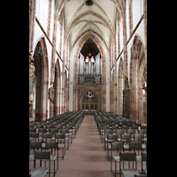 Saarbrcken, Stiftskirche St. Arnual, Innenraum / Hauptschiff in Richtung Orgel