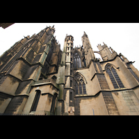 Metz, Cathdrale Saint-tienne, Seitenansicht unt 'Mutte'-Turm