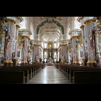 Frstenfeldbruck, Klosterkirche, Innenraum / Hauptschiff in Richtung Chor