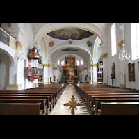 Immenstadt (Allgu), St. Nikolaus, Innenraum / Hauptschiff in Richtung Chor