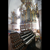 Fssen, Basilika St. Mang, Spieltisch und Hauptorgel