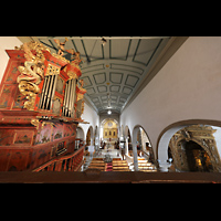 Faro, Catedral da S, Blick von der hinteren Kirchenempore zur Orgel und ins Hauptschiff