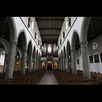 Ravensburg, Kath. Stadtkirche Liebfrauenkirche, Innenraum in Richtung Orgel