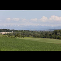 Konstanz, Mnster Unserer Lieben Frau, Blick von Allensbach in Richtung Konstanzer Mnster und Schweizer Berge