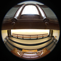 Schwyz, Kollegiumskirche, Blick ber den Spieltisch nach hinten und die Proepsktpfeifen