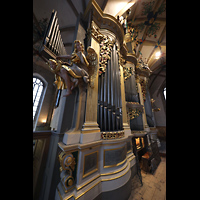 Freiberg, Dom St. Marien, Groe Orgel mit Spieltisch seitlich