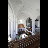 Dsseldorf, Johanneskirche, Blick von der Seitenempore in die Kirche