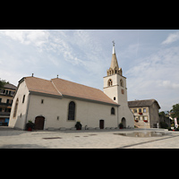 La Tour-de-Peilz, Temple de Saint-Thodule, Auenansicht vom Place des Anciens-Fosss