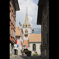 La Tour-de-Peilz, Temple de Saint-Thodule, Auenansicht von der Rue du Temple