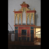 Lausanne, Saint-Franois, Spanische Orgel von der Empore der italienischen Orgel aus gsehen