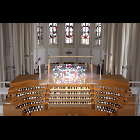 Berlin, St. Matthias, Spieltisch mit Blick zum Chor