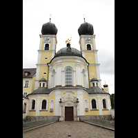 Metten, Benediktinerabtei, Klosterkirche St. Michael, Auenansicht vom Prlatengarten