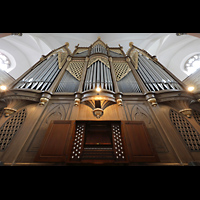 Hof, St. Michaelis, Orgel mit Spieltisch perspektivisch