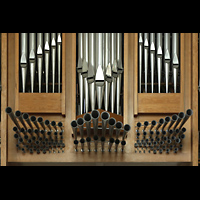 Willich, St. Johannes Baptist, Prospektpfeifen mit Spanischen Trompeten