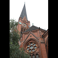 Berlin, American Church in Berlin (ehem. Lutherkirche am Dennewitzplatz), Querhaus und Turm von Westen