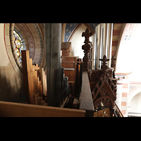 Helmstedt, Klosterkirche St. Marienberg, Blick von oben ins Pfeifenwerk der Emporenorgel