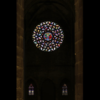 Barcelona, Baslica de Santa Mara del Mar, Blick vom oberen Chorumgang zur Rosette an der Sdwestwand