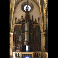 Montserrat, Abadia de Montserrat, Baslica Santa Mara, Prospekt der alten Orgel (nicht mehr funktionstchtig) im hinteren Hauptschiff