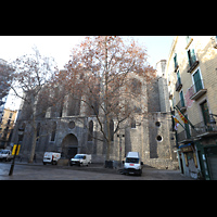 Barcelona, Baslica de Santa Mara del Pi, Seitenansicht von der Plaa del P