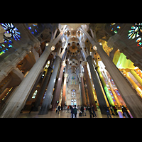 Barcelona, La Sagrada Familia, Querhaus und Vierung in Richtung nordstliches Portal