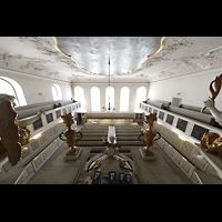 Bayreuth, Spitalkirche, Blick vom Spieltisch in die Kirche