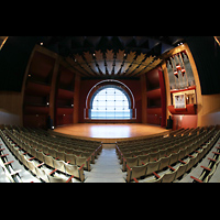 Las Palmas (Gran Canaria), Auditorio Alfredo Kraus, Blick von der Saalmitte zur Orgel und aufs Meer