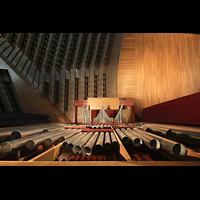 Las Palmas (Gran Canaria), Auditorio Alfredo Kraus, Blick vom Dach der Orgel nach unten auf die Chamaden