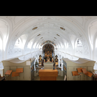 Alttting, Basilika St. Anna, Blick von der Orgelempore ber dRckpositiv und Spieltisch in die Basilika