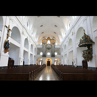 Alttting, Basilika St. Anna, Innenraum in Richtung Hauptorgel