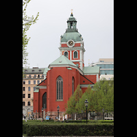 Stockholm, S:t Jakobs kyrka, Blick vom Kungstrdgrden-Park auf den Chor (Ostseite)