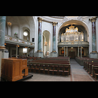 Stockholm, Hedvig Eleonora kyrka, Blick ber den Allen-Spieltisch zur hauptorgel