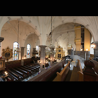 Stockholm, Deutsche St. Gertruds-Kirche, Sdliche Seitenempore mit Dben-Orgel