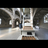 Kln (Cologne), Jesuitenkirche / Kunst-Station St. Peter, Innenraum mit Spieltisch in Richtung Orgel