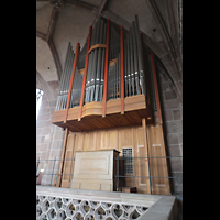 Nrnberg (Nuremberg), St. Lorenz, Seitlicher Blick auf die Stephanusorgel mit Spieltisch