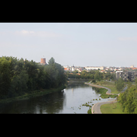 Vilnius, Arkikatedra (Kathedrale), Blick von der Grnen Brcke auf den Gediminas-Turm (rot) und den Turm der Kathedrale