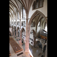 Mnchen (Munich), St. Paul, Blick vom Turmaufgang sdlich im Chor ins Hauptschiff und zur Orgel