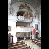 Seehausen am Staffelsee, St. Michael, Rckwand mit Snger- und Orgelempore