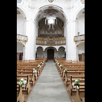 Muri, Klosterkirche, Innenraum in Richtung Hauptorgel