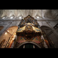 Santany (Mallorca), Sant Andreu, Orgelempore mit Blick ins Gewlbe