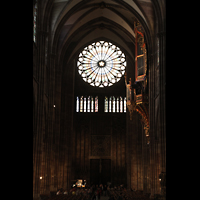 Strasbourg (Straburg), Cathdrale Notre-Dame, Blick vom Chorraum zur Hauptorgel und groen Rosette