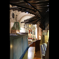 Campanet (Mallorca), Sant Miquel, Blick von den Chamaden in die Kirche