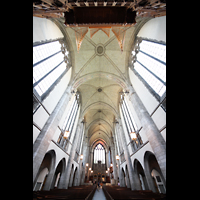 Chicago, University, Rockefeller Memorial Chapel, Westemporenorgel und Blick ins Gewlbe zum Chor