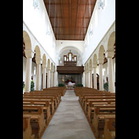 Bamberg, St. Jakob, Innenraum in Richtung Orgel